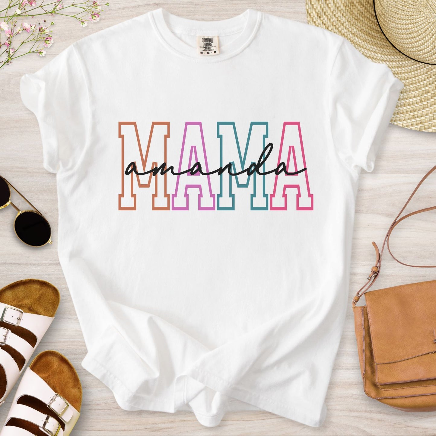 Personalized Mama Colored T-Shirt